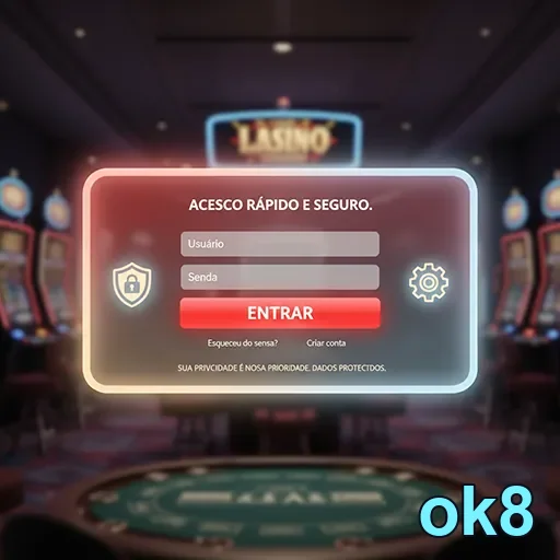Tela de login segura do ok8 para jogadores VIP.