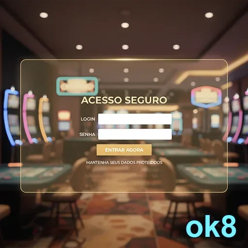 Tela de login do aplicativo ok8 com acesso seguro ao cassino.