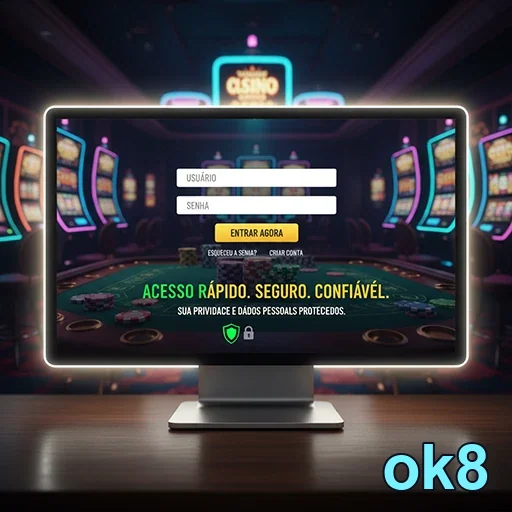 Tela de login do aplicativo seguro da ok8 para cassino.