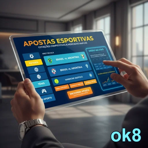 Usuário acessa apostas esportivas no tablet no site ok8.