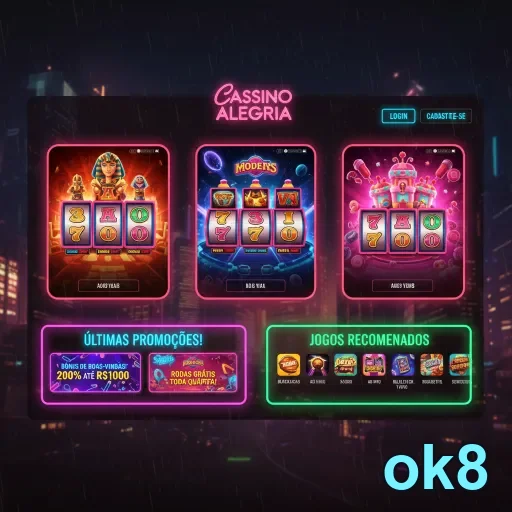 interface do cassino Alegria na ok8 com slots destacados
