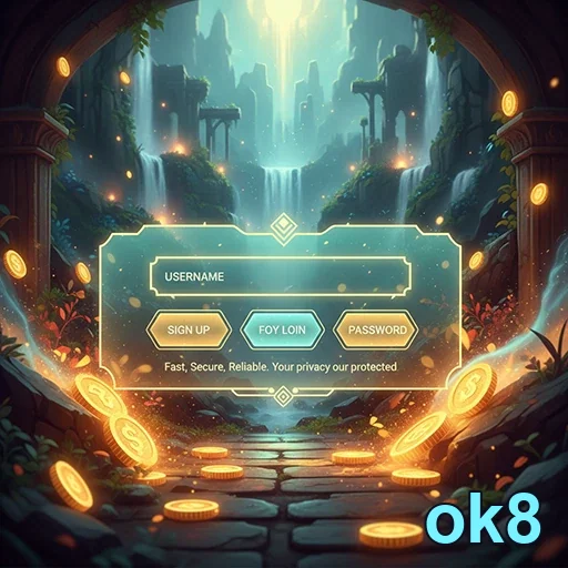 Tela de login segura da ok8 para apostas VIP online.