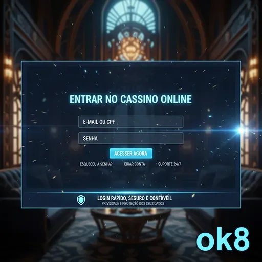 Tela de login do cassino online ok8 com segurança.