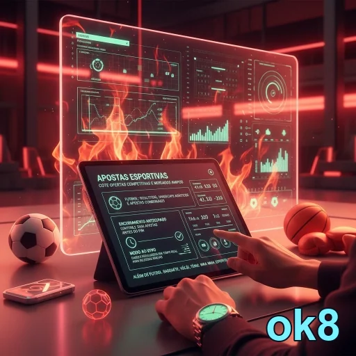 Interface da plataforma ok8 com dados de apostas esportivas.