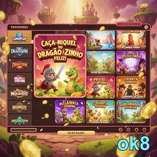 Caça-níquel do Dragão Zinho da ok8, com visuais coloridos.