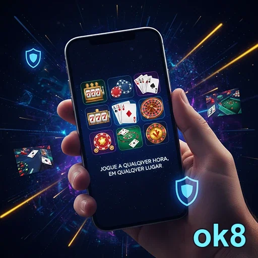 Usuário da ok8 jogando cassino móvel com segurança.
