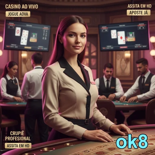 Jogadora em cassino ao vivo com crupiês profissionais no ok8