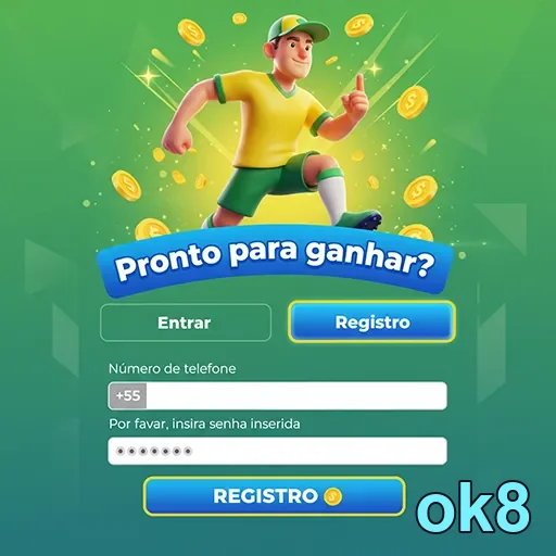 Jogador animado pronto para se registrar na ok8.