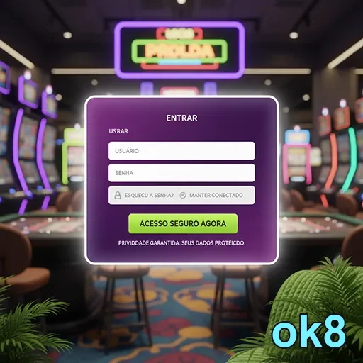 Tela de login do cassino online ok8 com segurança.