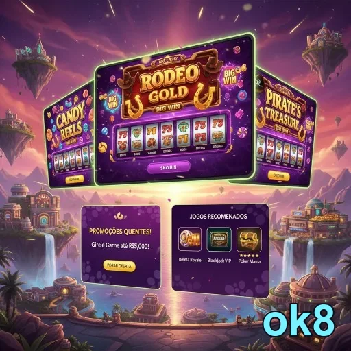Interface VIP da ok8 mostrando jogos como Rodeo Gold.